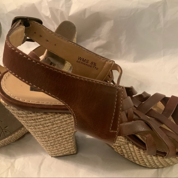 BROWN STRAPPY BRAIDED PLATFORM HEELS 8.5 BY R2 - Picture 8 of 12